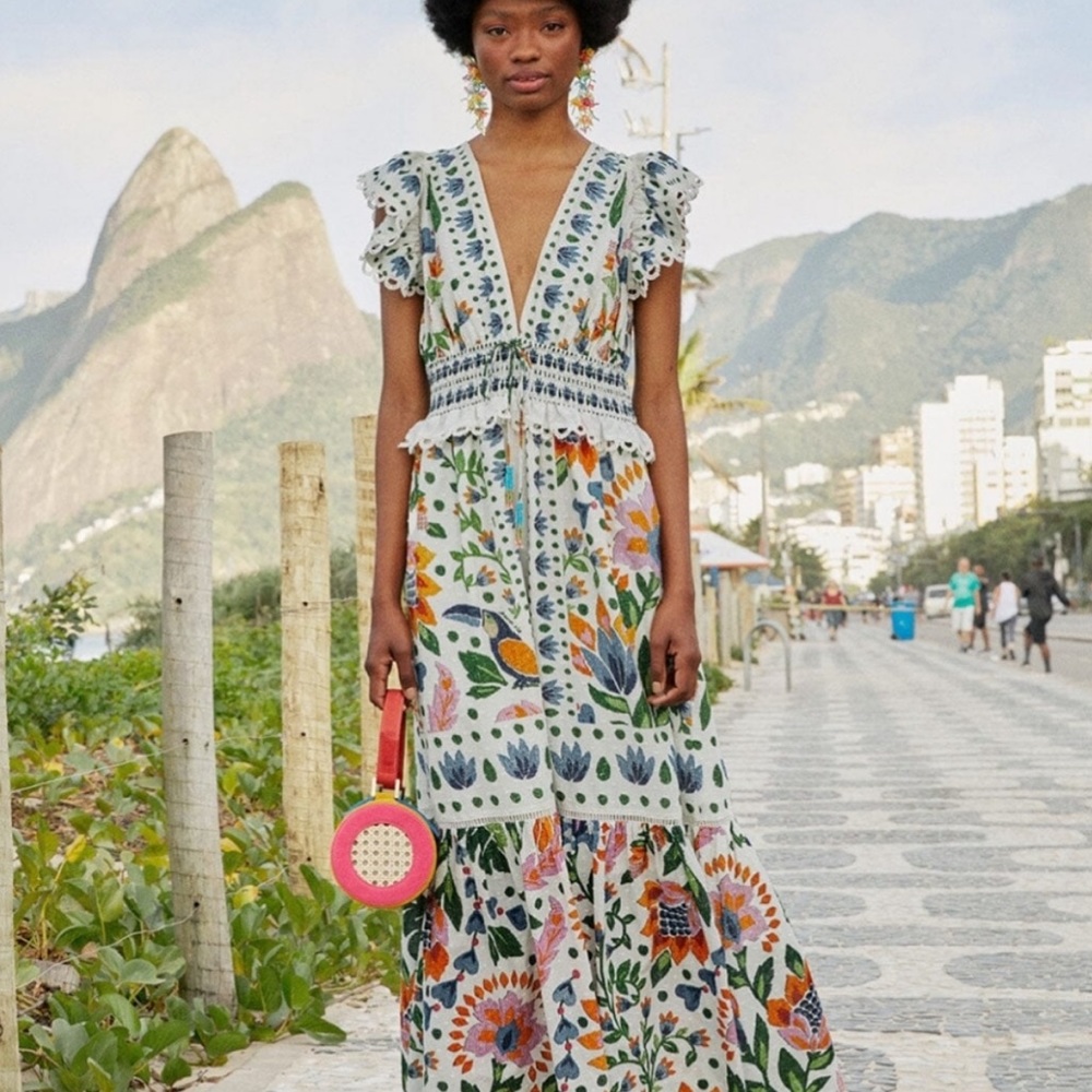 Farm Rio White Summer Garden Dress